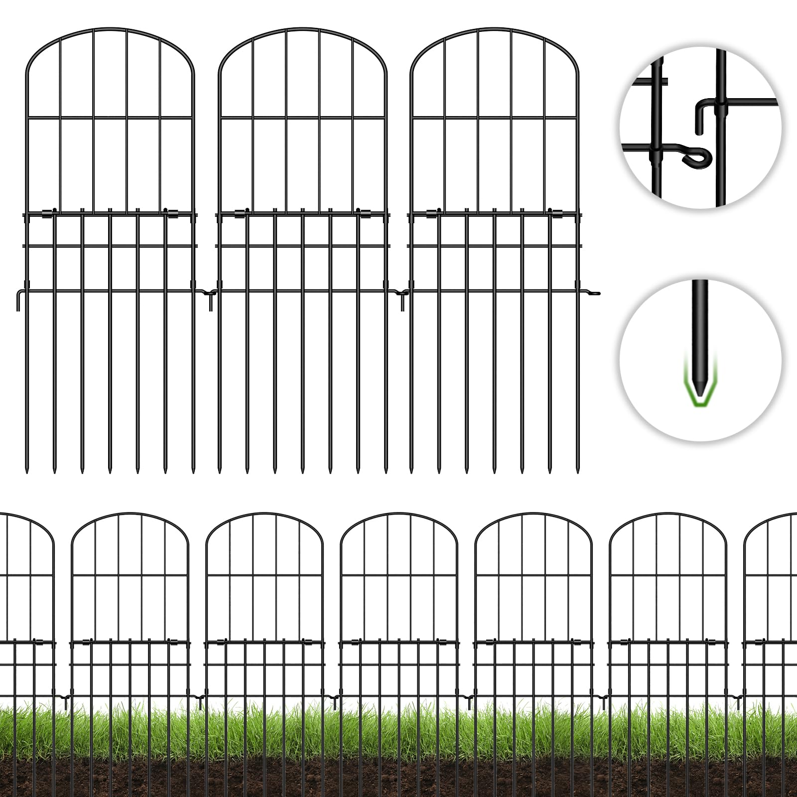 OUSHENG Animal Barrier Garden Fence 10 Pack, 28''H x 12"L No Dig Decorative Garden Fencing Border for Dogs, Rustproof Metal Wire Underground Protection Stakes Defense for Outdoor Yard Patio