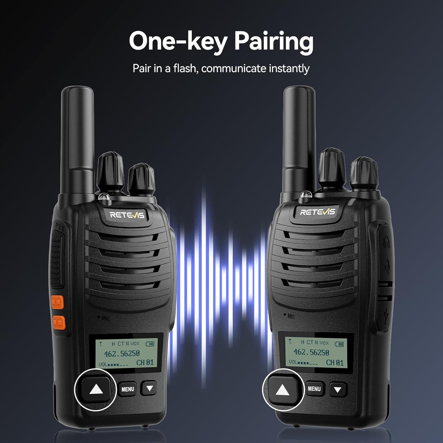 Retevis H777D Walkie Talkies for Adults with LCD Screen, 4 Pcs, NOAA, Type-C Charging, Hand Free Rugged FRS Two Way Radios, Handheld Portable Rechargeable Radio for Hunting Camping Cycling