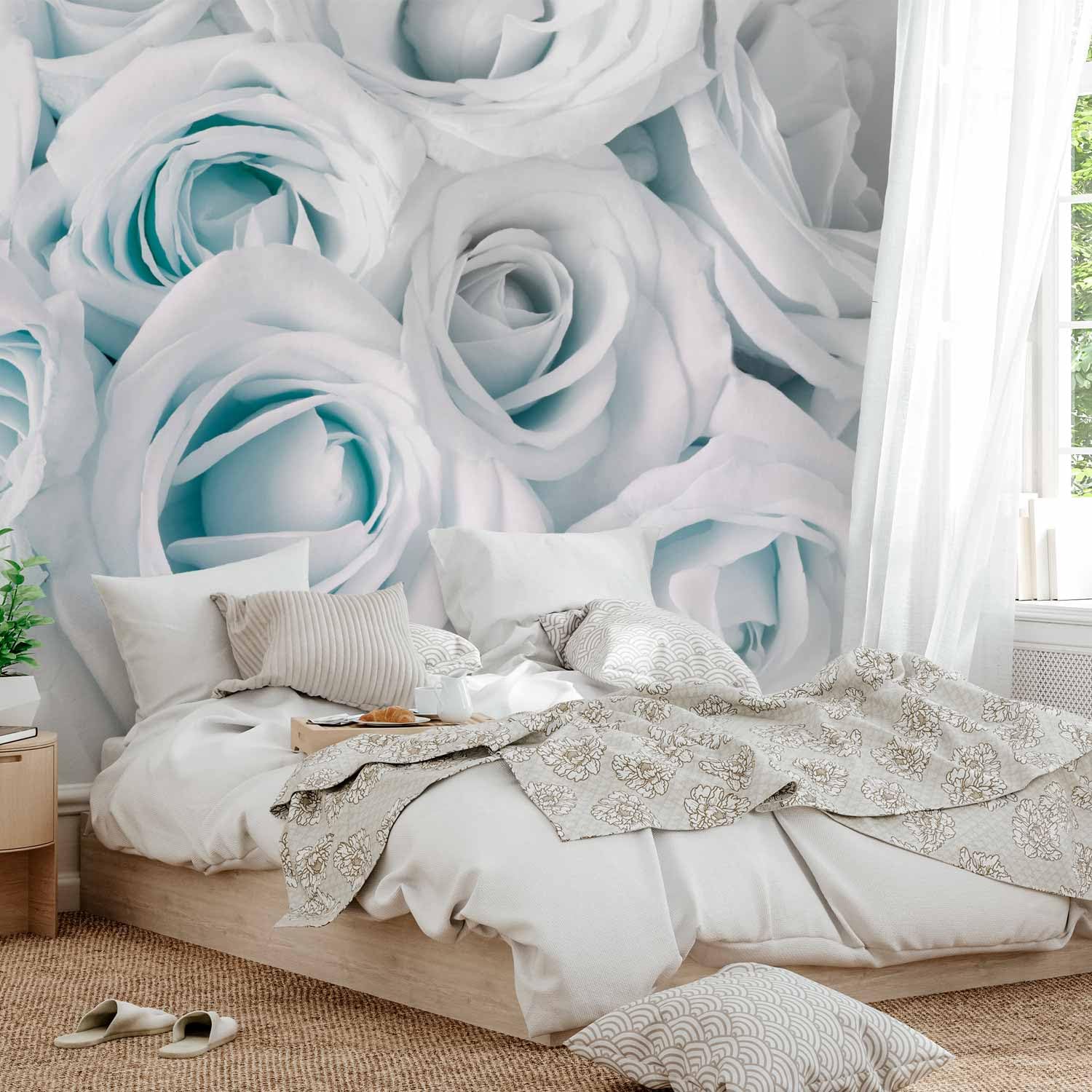 murando Fotomurales Flores Rosa 250x175 cm XXL Papel pintado | tejido no tejido Decoración de Pared decorativos Murales moderna Diseno Fotográfico azul blanco