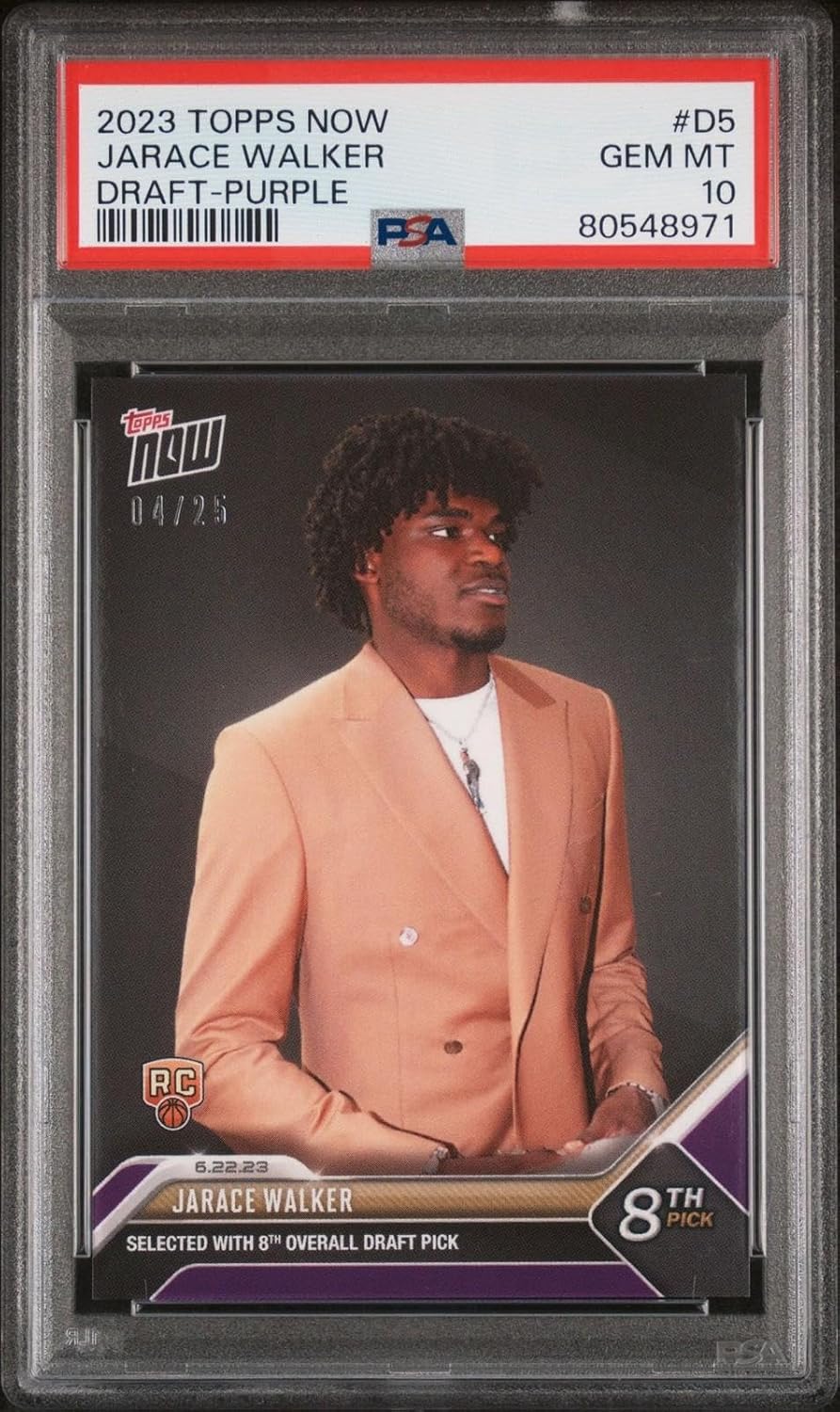 PSA 10 Jarace Walker 2023 Topps Now #D5 SP Only 25 Made Rookie Card - Basketball Slabbed Rookie Cards