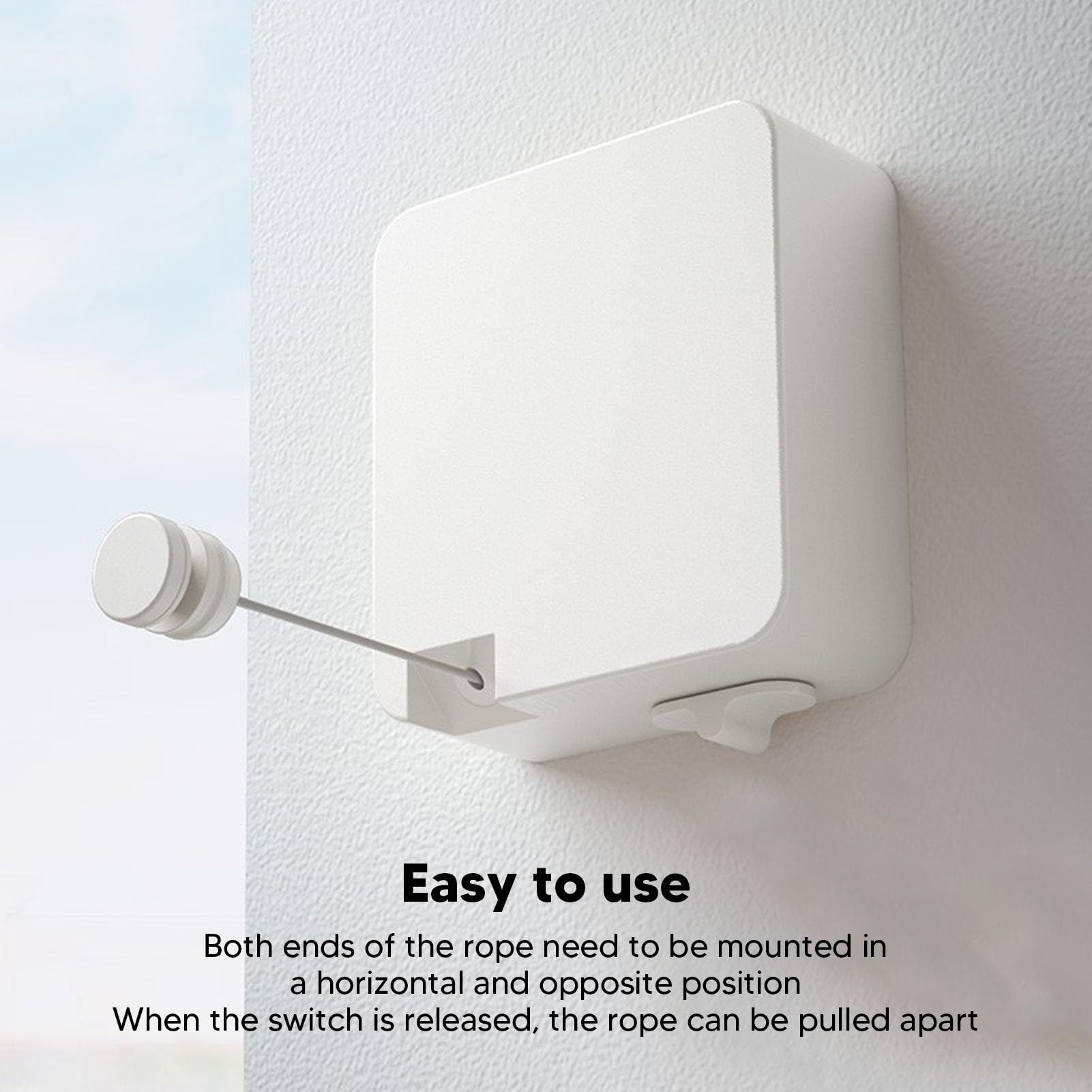 Retractable Clothesline, 304 Stainless Steel Heavy Duty Clothes Line Dryer Adjustable Wall Mounted Clothes Drying Rope for Bathroom Laundry Hotel Camping, 55.1lb Load Bearing