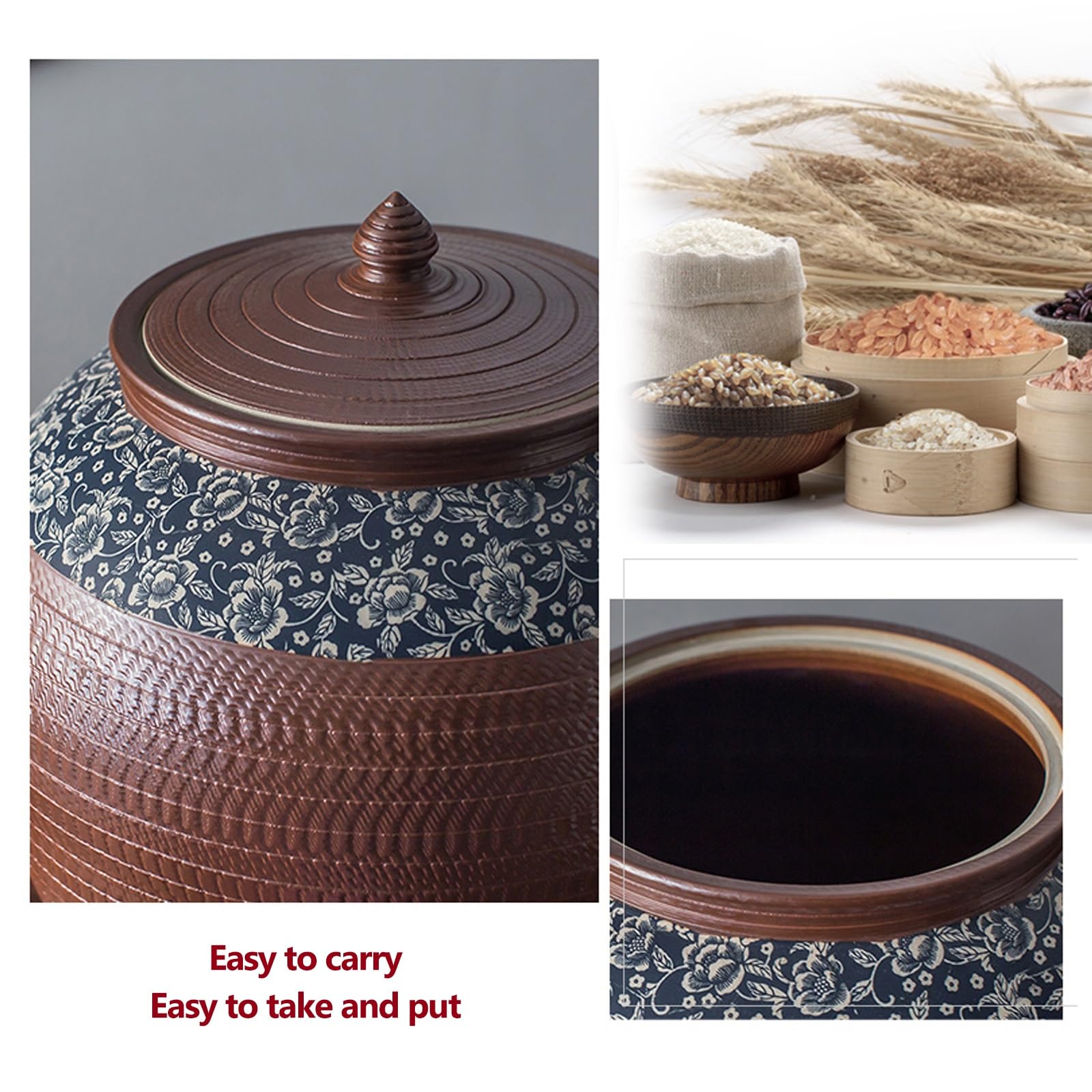 Barattoli Ermetici per Alimenti, Dispenser Cereali, Porta Pasta Contenitore, Sigillato e Resistente All'umidità, Barattolo in Ceramica for Alimenti for Fagioli, Mais, Farina D'avena di Frumento(10kg)