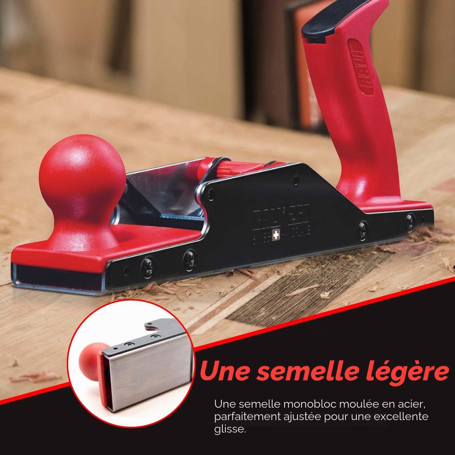 RALI 260 MONOBLOC : Rabot à Main pour Menuisier Sans Affutage, Réglage Ultra Rapide De La Lame | Rabot bois professionnel Suisse pour Menuisie | Toujours opérationnel