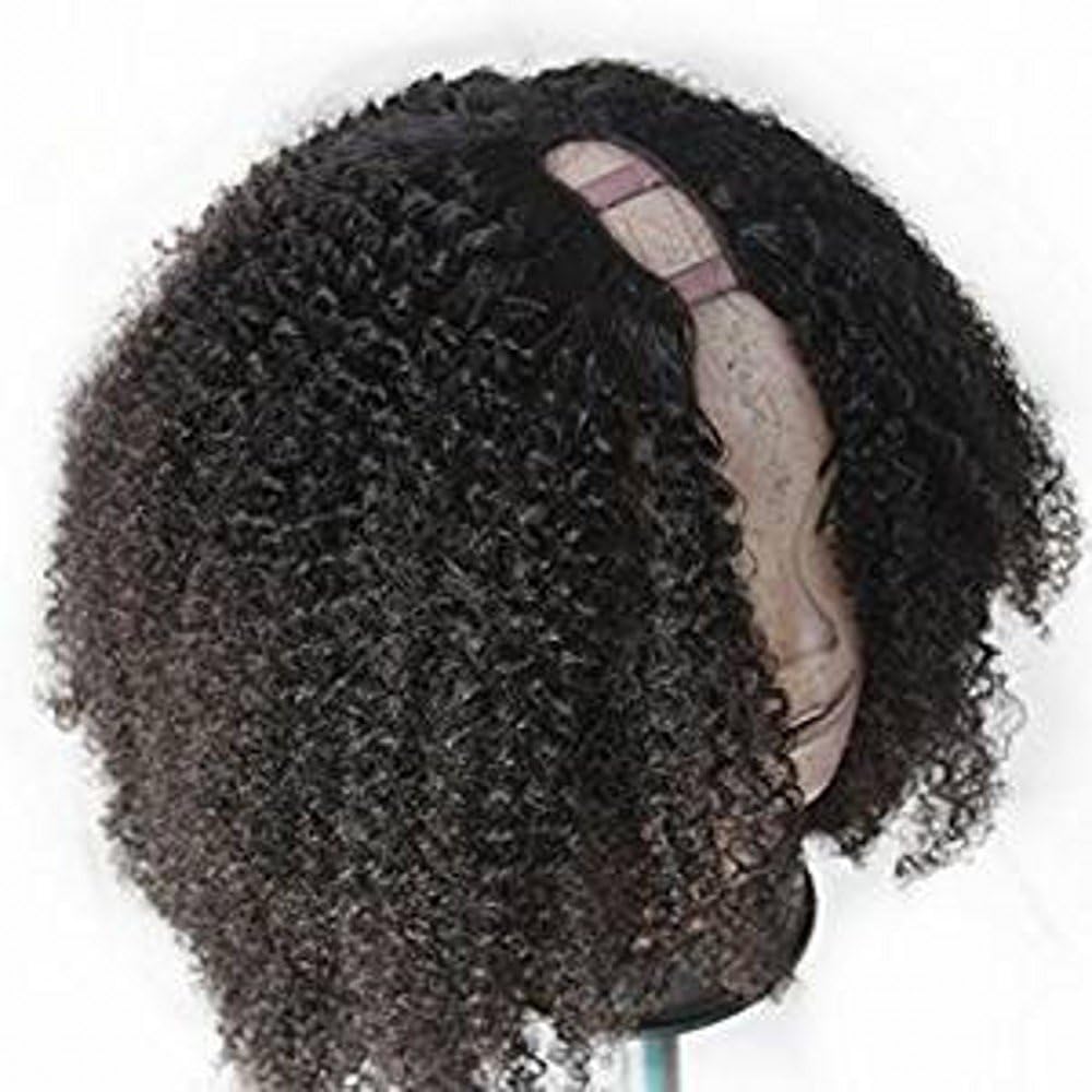 Clymene Hair U Part Wigs Human Hair Middle Part Kinky Curly Short Bob Brazilian Virgin Wigs For Black Women (14 inch)
