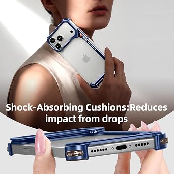 OATSBASF 9 Case for iPhone 17 Pro Max Bumper Case Metal Blue