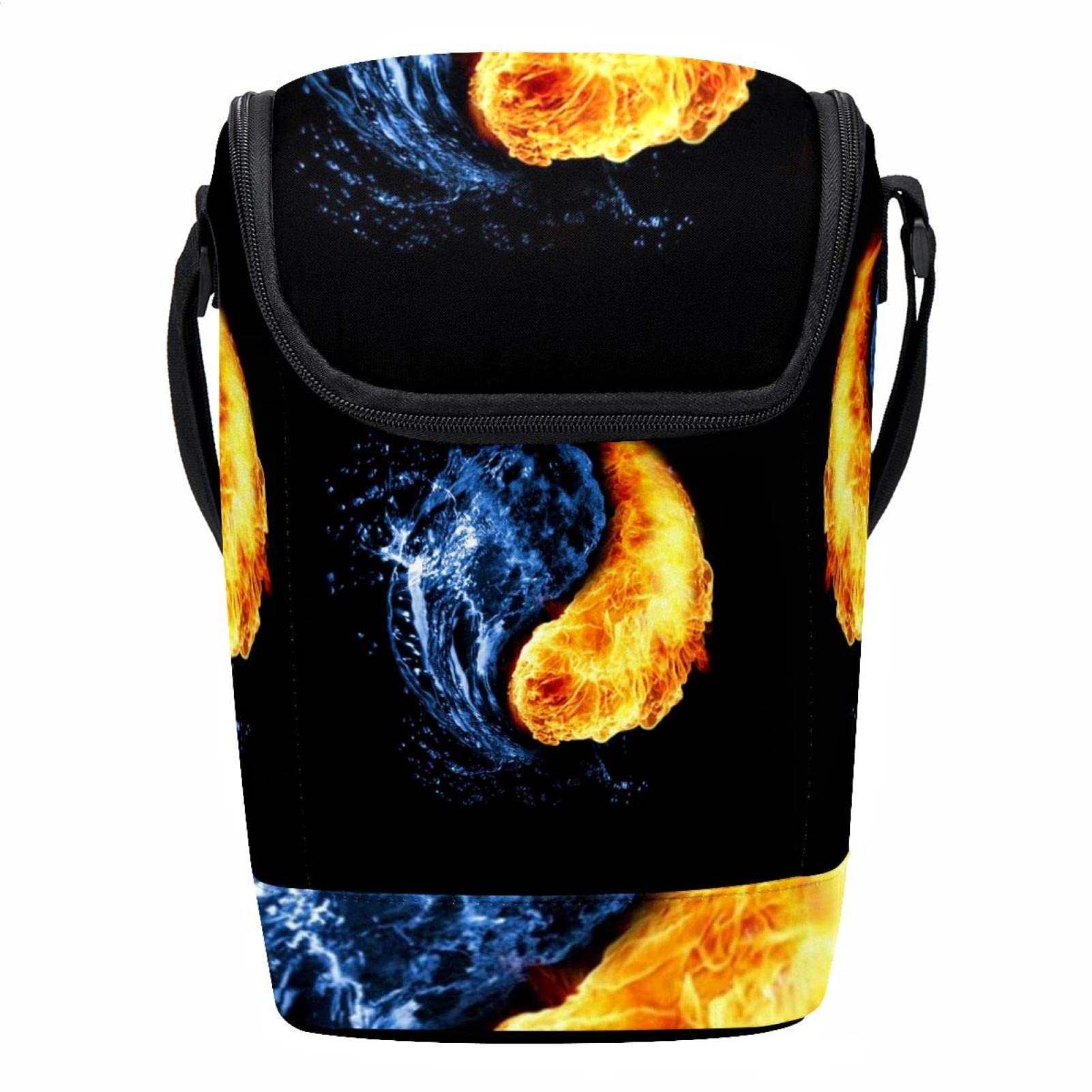 Bolsa de almuerzo con correa aislante térmica Yin Yang Water Fire duradera y ligera