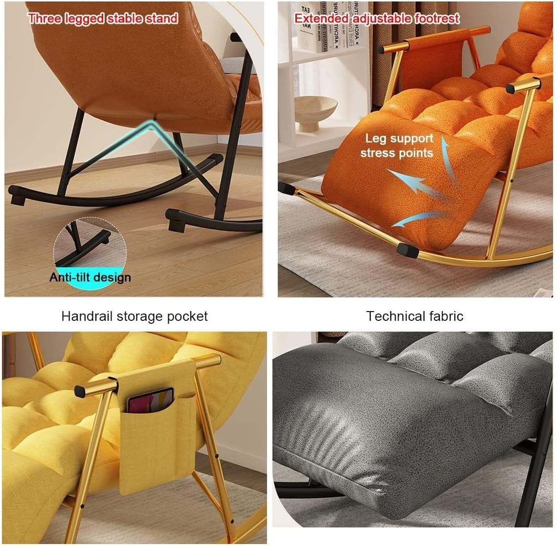 FYNBSSA 屋内ロッキングチェア 大人用 リクライニングチェア モダン