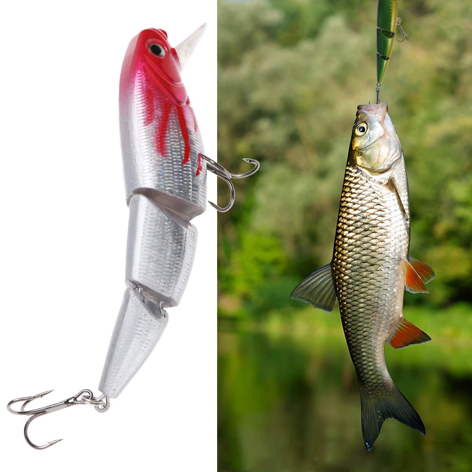EMSea Lot 5 Leurres Souples Multi-Articulés 11 Cm – Leurres Réalistes Pour Brochet, Perche, Bar, Sandre