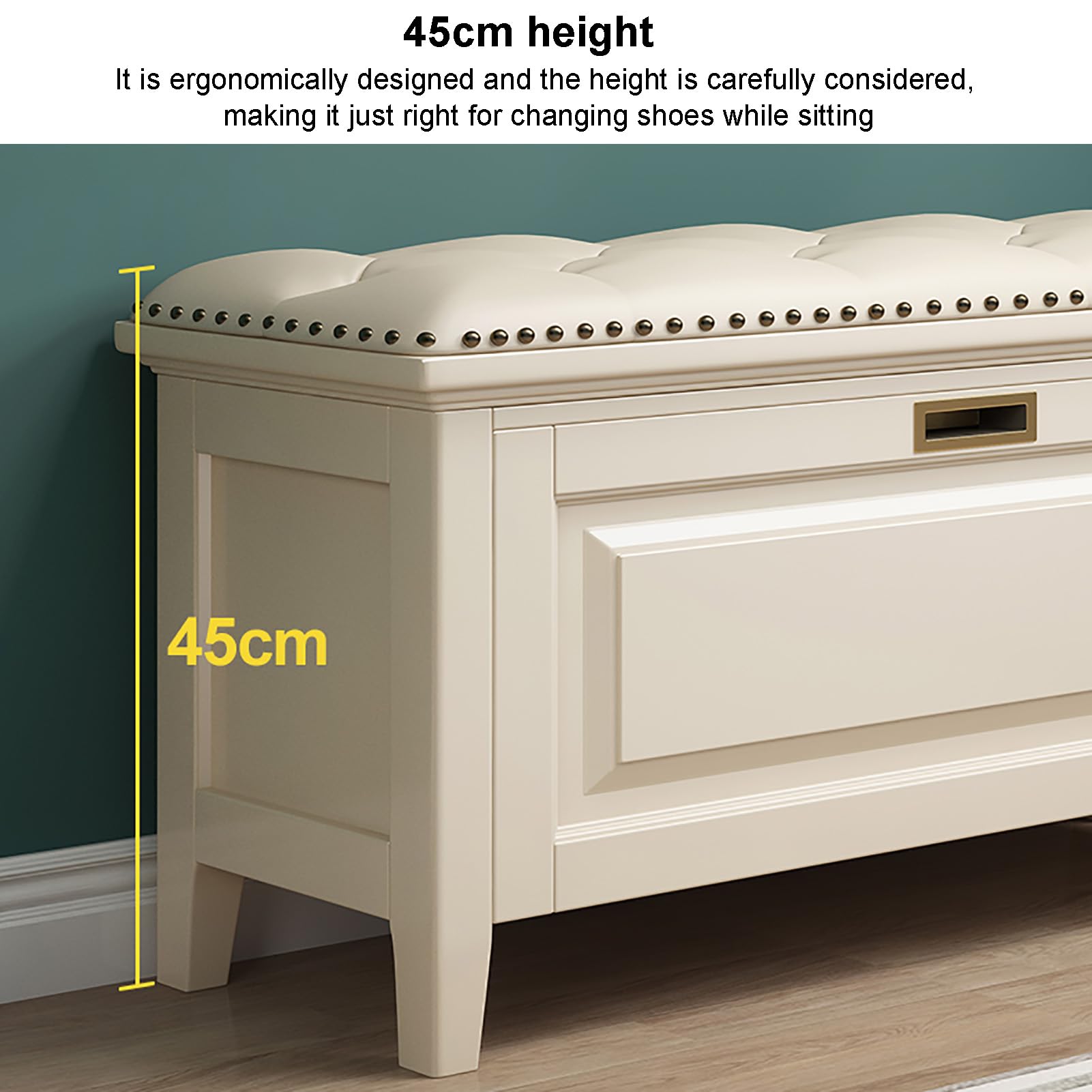 Banc De Rangement à Chaussures En Bois Massif Avec Coussin - Tiroirs Rabattables, 68x38x50 Cm, Noyer