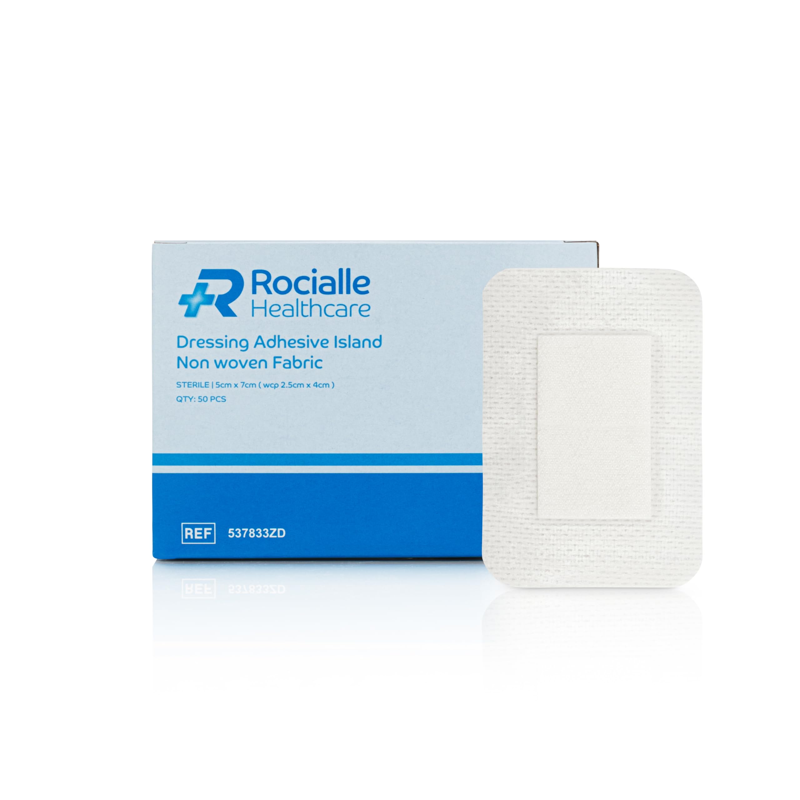 Non-Woven Adhesive Dressings - Hypoallergenic Plasters with Absorbent Pad, Water-Resistant - 5cm x 7cm (50 Count)