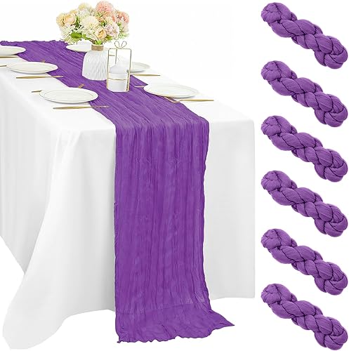 Miniatura 9 de 12 piezas de 10 pies de camino de mesa verde salvia de estopilla, 35 x 120 pulgadas de largo, camino de mesa de gasa para mesas, decoración bohemia,