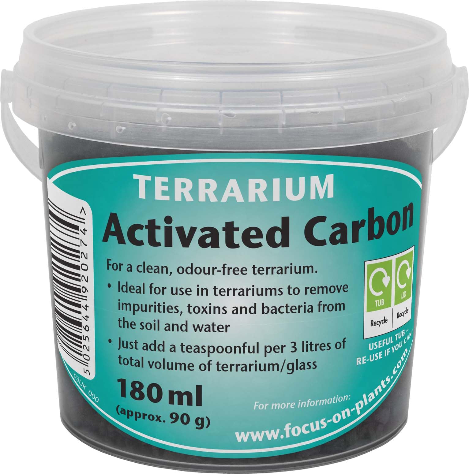 Growth Technology Ltd Terrario MDTAC180 carbone attivo (carbone) 180 ml vasca