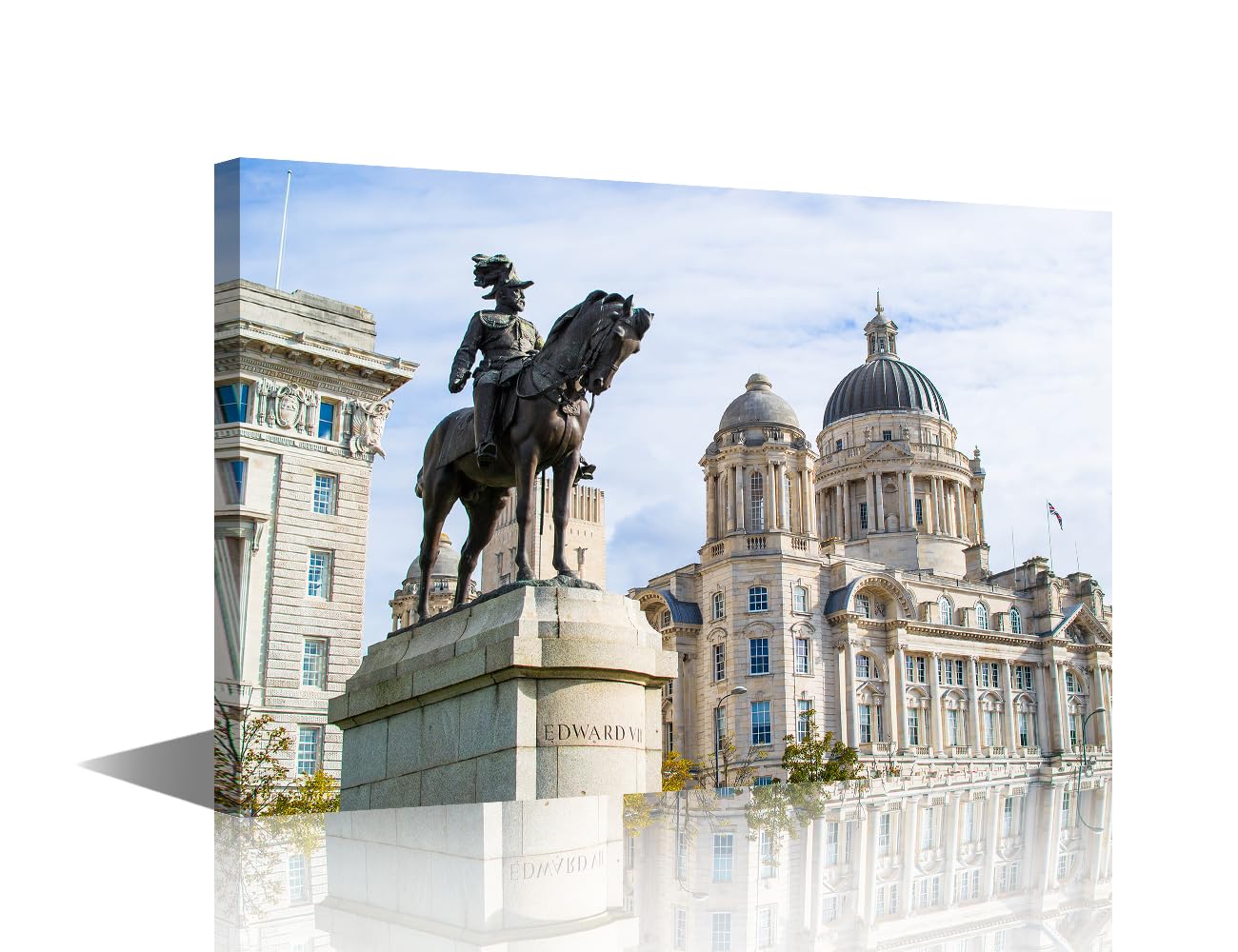 TISHIRON Liverpool City Wall Art Pier Head along the Liverpool's Waterfront England United Kingdom Canvas Painting Framed for Living Room Bedroom Office Home Decor Ready to Hang 18x12 inch — image 1
