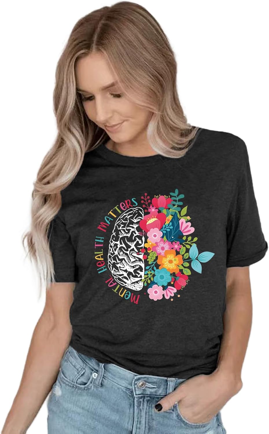 Mental Health Matters Shirt Women Inspirational Tshirts Human Brain Mental Health Illness Awareness Tops - Image 4