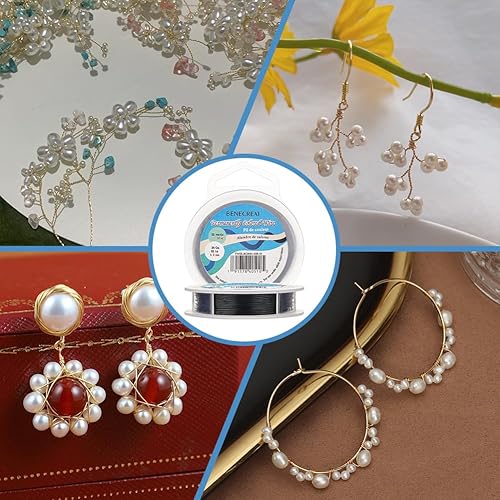 Miniatura 7 de BENECREAT 98 pies 0.02 pulgadas (0.5mm) alambre de cuentas de 7 hebras negro alambre de acero inoxidable recubierto de nailon para collar, pulsera,