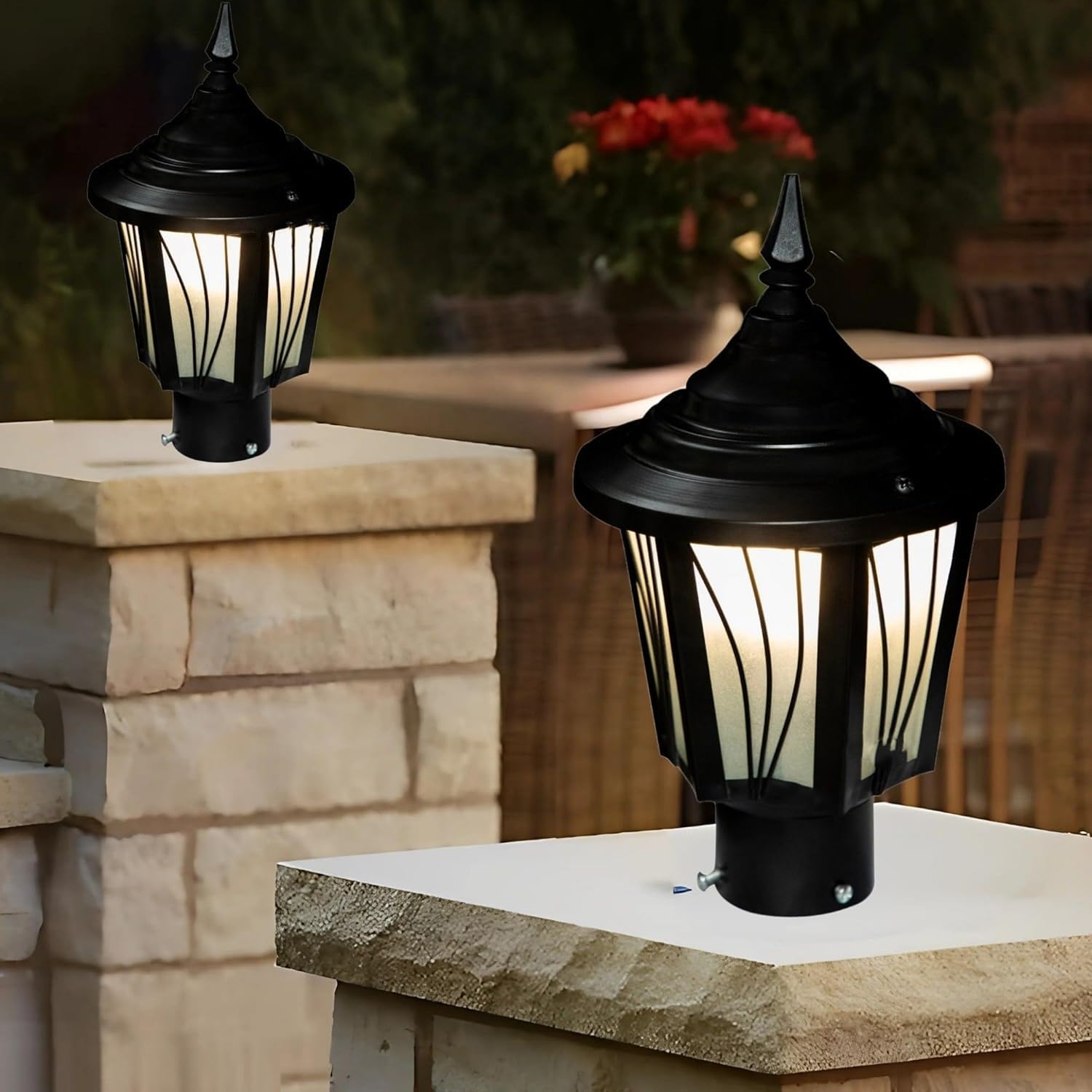 SWIATLO Elegant Outdoor Gate Lamp | Vintage Black Post Light for Garden & Entrance | Waterproof Pillar Lights for Garden, Driveway, Patio, Balcony & Entrance Decoration etc (Pack of 2,with Bulb)-image-29