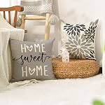 AVOIN colorlife Dahlia Fleurs Couvertures d'oreillers à jet gris, 18 x 18 Inch Maison Sweet Home Salon extérieur Coussin Décoration pour Canapé Couch Ensemble de 4