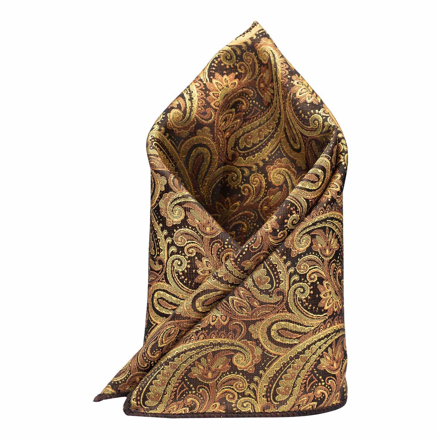Paisley Golden Microfiber Pocket Square For Men-image-5