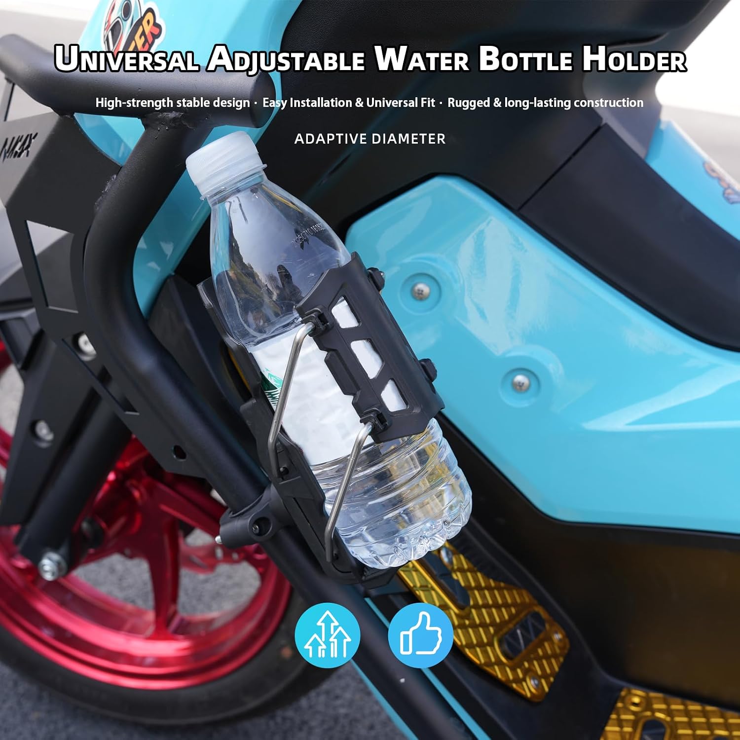 SWEER Motorcycle Cup Holder Universal for Road Cycling ATV Scooter Bike Models and Styles Drink Rack Adjustable Automatic Folding Bracket image 2