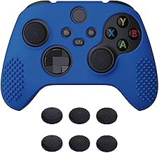 eXtremeRate PlayVital Funda de Silicona para Xbox Series X S Protector Carcasa Antideslizante con 6 Tapas de Joysitcks Funda de Goma para Xbox Series S X Mando(3D Tachonado-Azul)