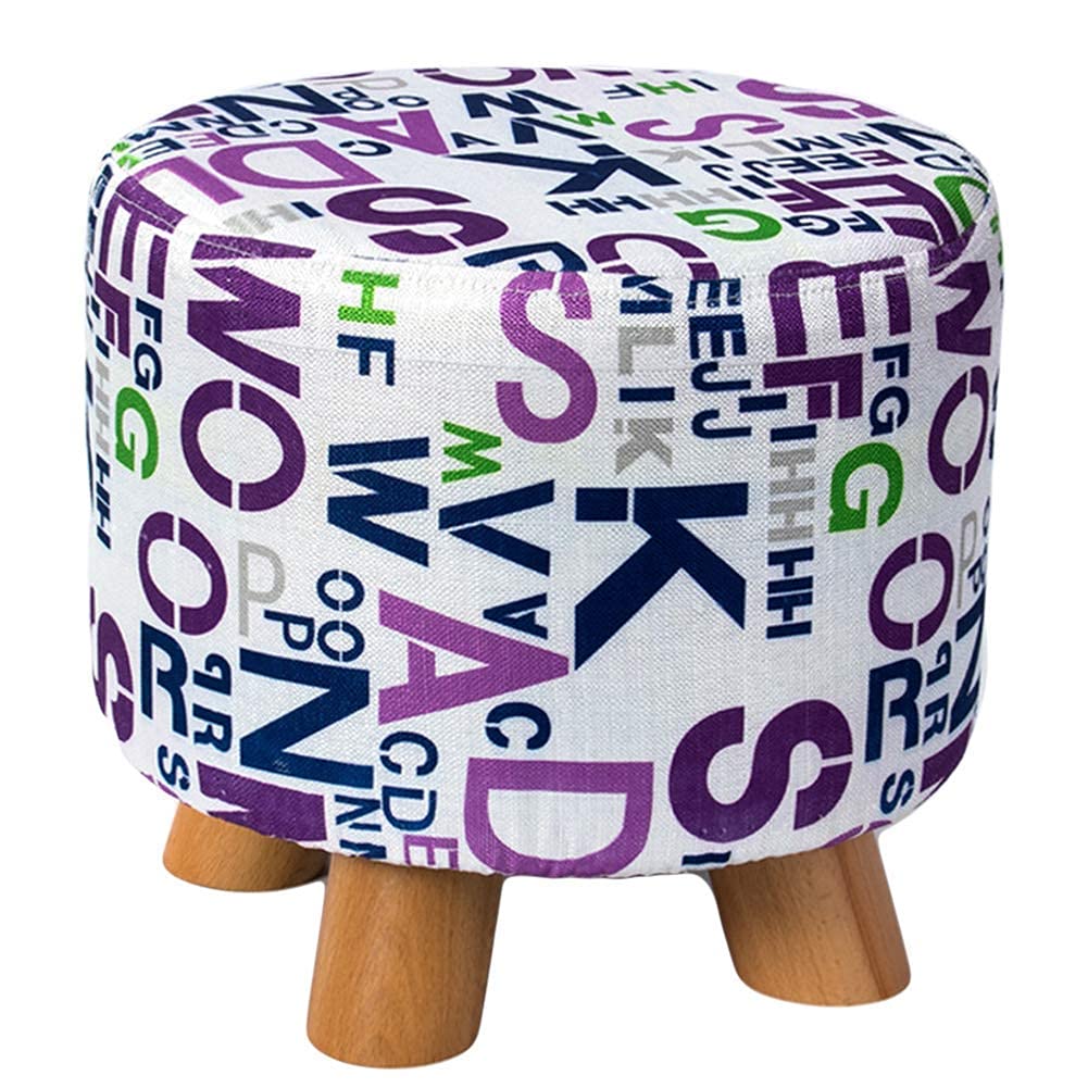 Tabouret de maquillage en bois et lin pour coin coiffeuse et salon