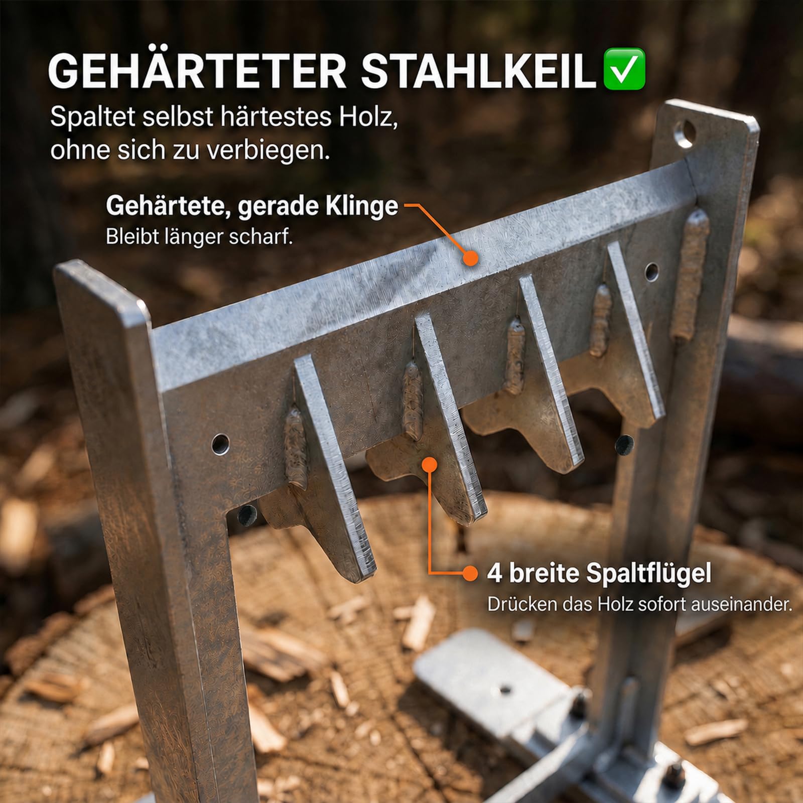 Manueller Holzspalter für Anzündholz mit Metall-Klingenschutz