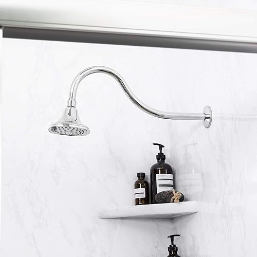 Miniatura 3 de JS Jackson Supplies, brazo de extensión de cabezal de ducha de 16 pulgadas de longitud montada, tubo extensor largo de arco alto, ideal para cabezal