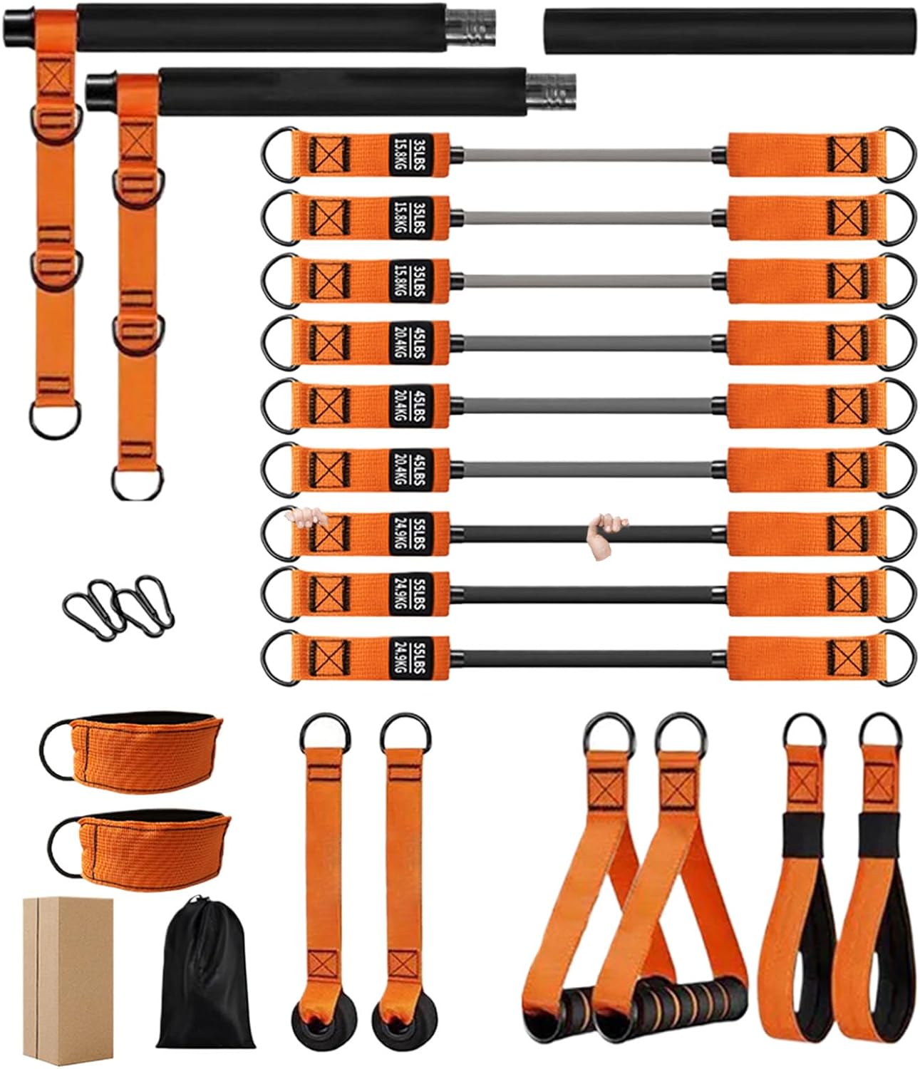 抵抗バンド付きピラティスバーキット、ボディシェイピングエクササイズ機器 - ジムアスリート、フィットネス愛好家、肩、首、腰、脚のため