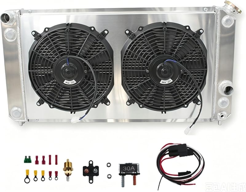 Radiador de alumínio 3 fileiras LUXERAD com shroud, ventoinhas e relé para Chevrolet S10, Blazer, GMC Jimmy, Sonoma, Oldsmobile Bravada e Isuzu Hombre 4.3L – Conjunto
