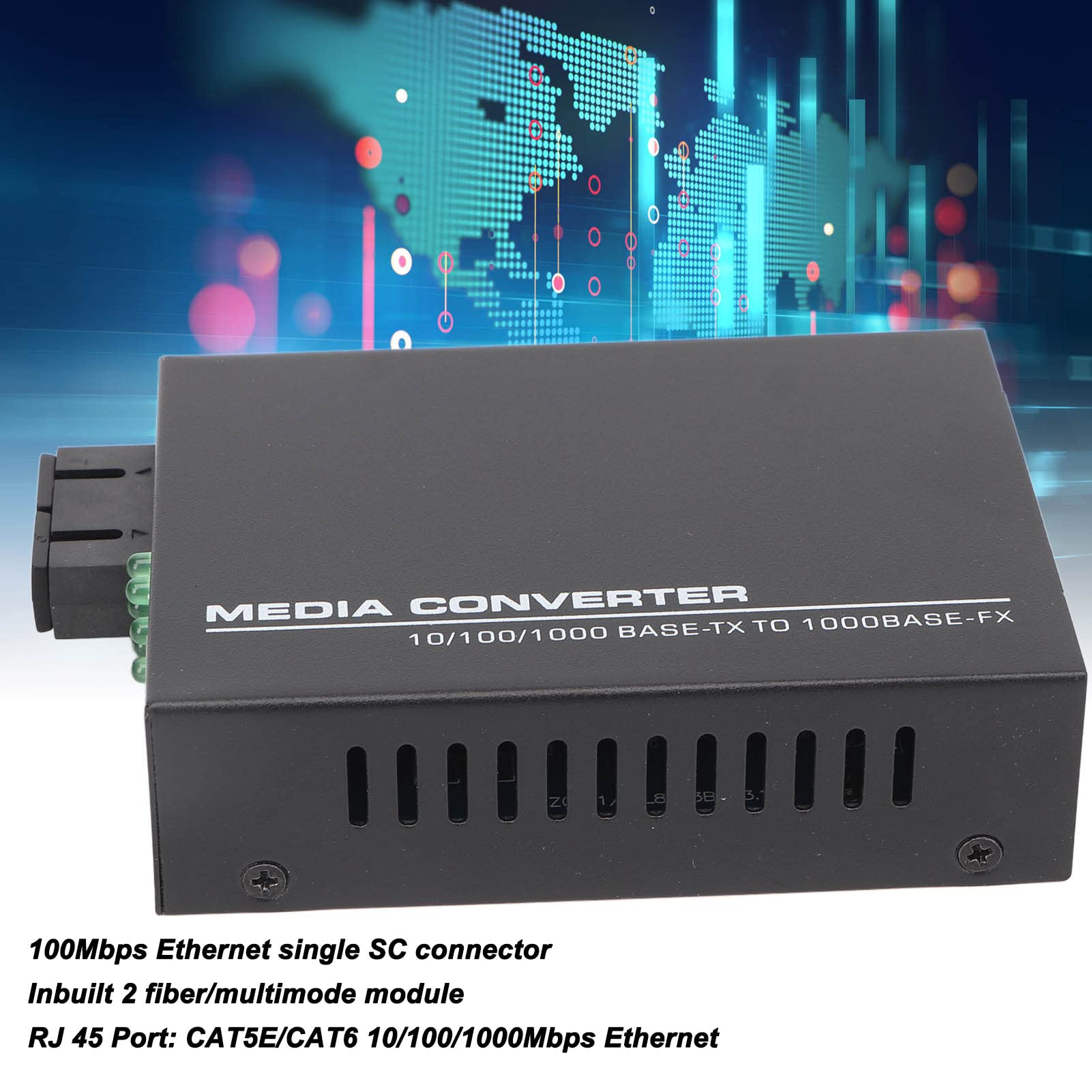 Bewinner Convertitore Multimediale in Fibra Ethernet Multimodale Gigabit, SFP a RJ45, da Fibra a Ethernet, 10 100 1000Base TX (Spina UE)