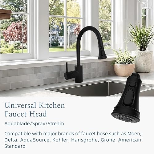 Miniatura 8 de Cabezal rociador universal extraíble con 3 modos para grifo de cocina, grifo de fregadero de cocina, boquilla rociadora aireadora, reemplazo de