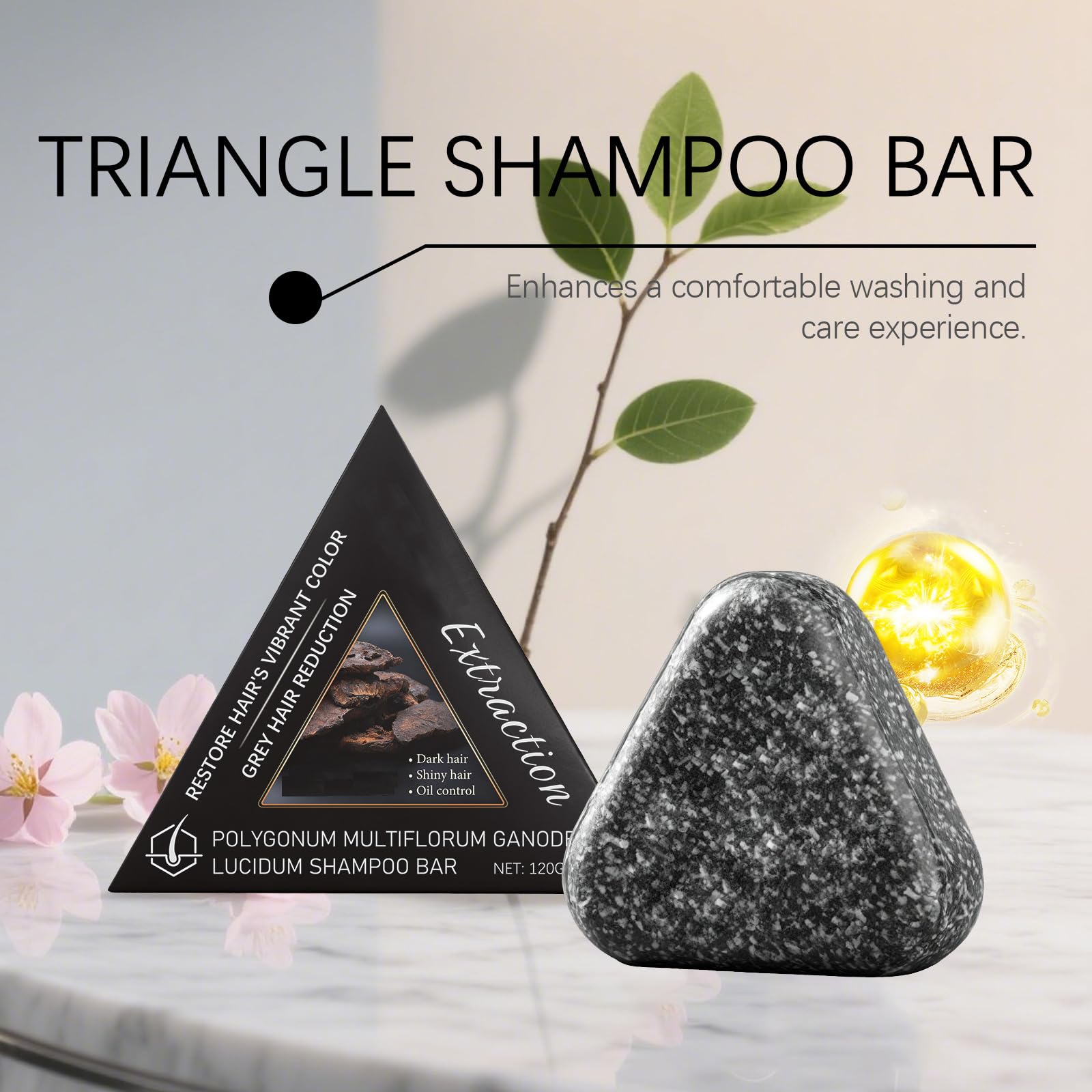 Polygonum Multiflorum Shampoo Sapone – Sapone Triangolare Shampoo Rafforza I Capelli & Riduce la Perdita Di Capelli, Usmans Gras Shampoo, Nutre I Capelli & Elimina Forfora Per Uomini E Donne (5pcs)