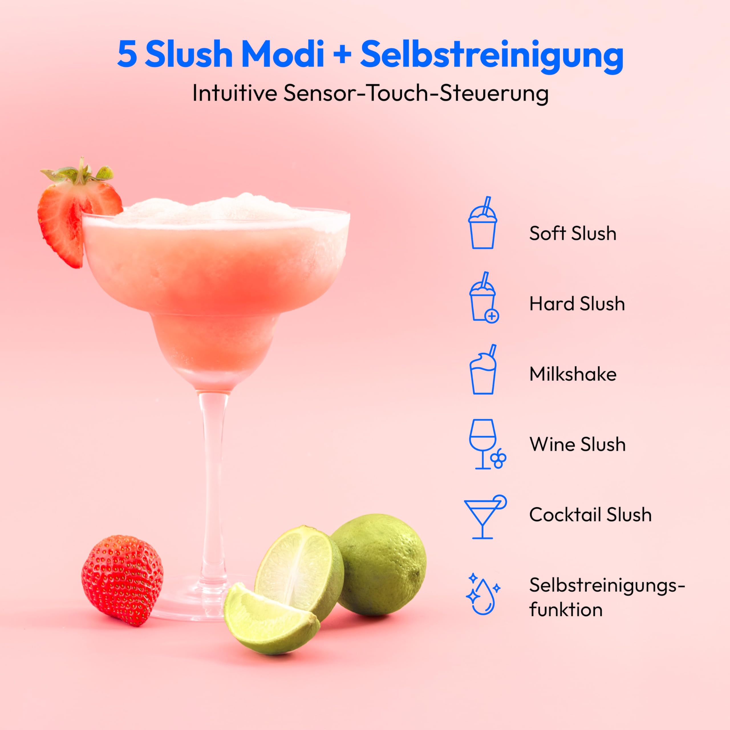 MEDION Slush Maschine (2,6 Liter Slush-Eis Kapazität, 1,9 Liter Fassungsvermögen, Slush Ice Maker für Getränke, 5 Getränkemodi, 30-60 Minuten Zubereitungszeit, Kompressor, Slush Eis Maschine, MD12090)