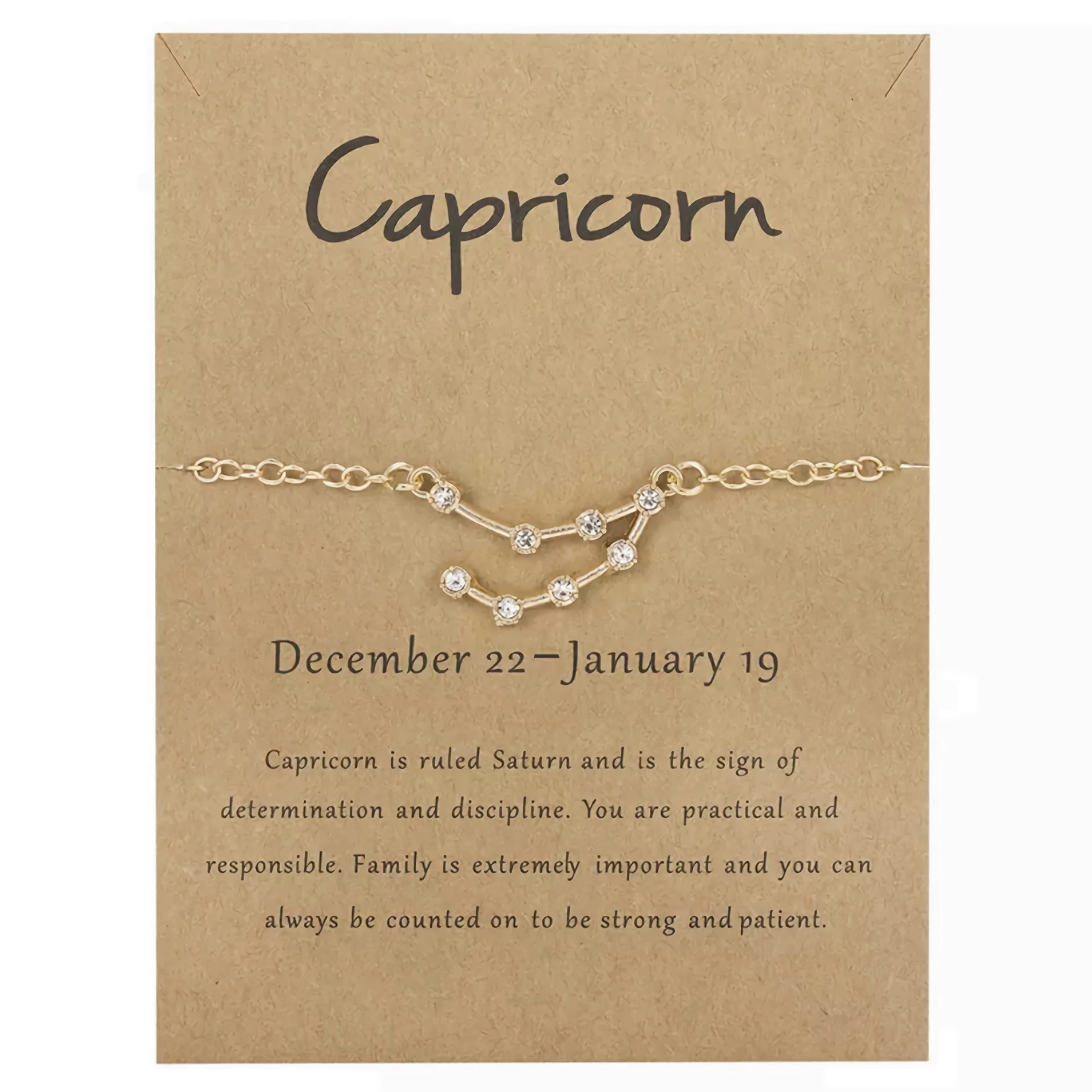 Gold Star Sign Constellation Chain Bracelet - Capricorn (22nd December - 19th January) - Zodiac Constellation Horoscope Celestial Astrology Jewellery - Women Men Gift