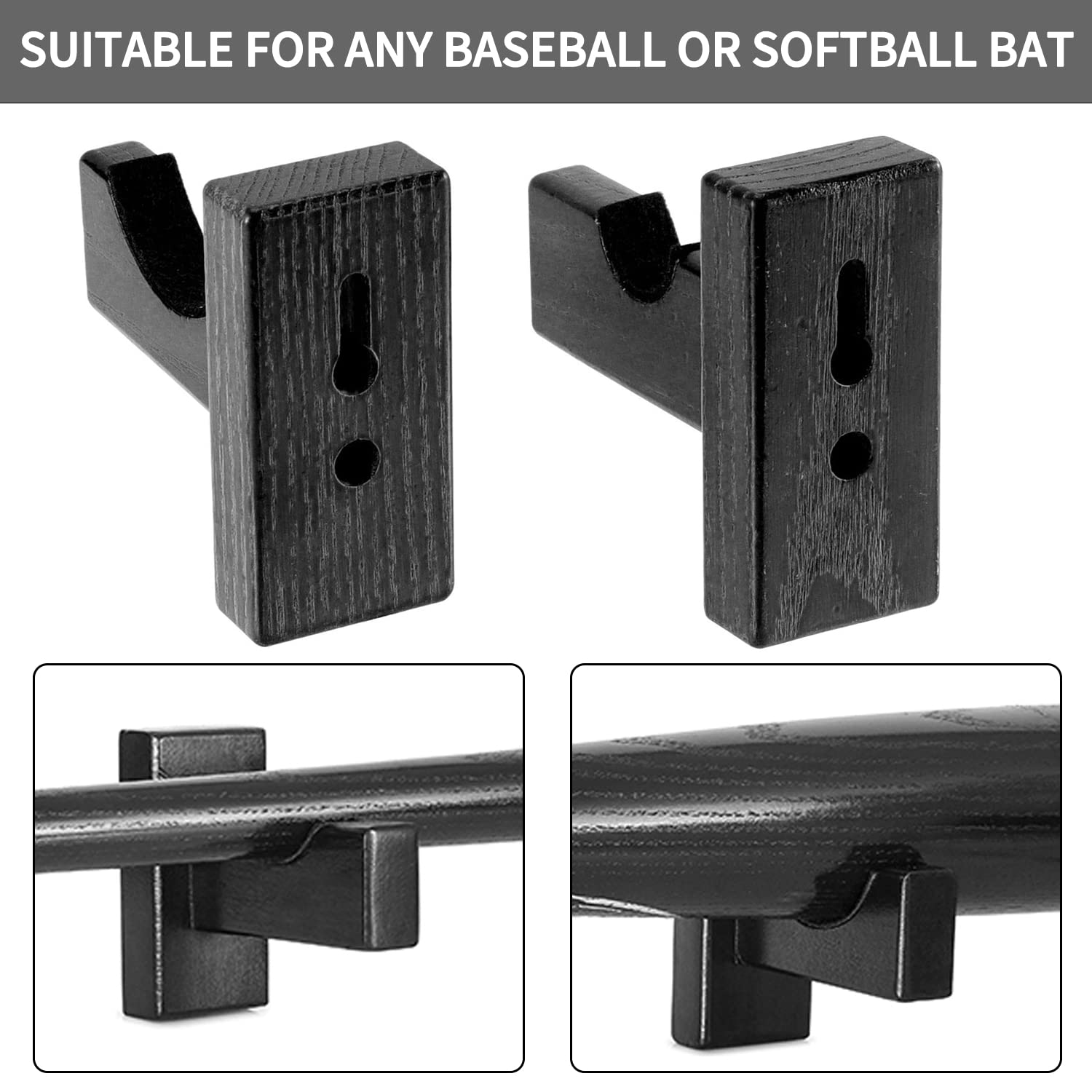 Porte-batte De Baseball Mural – Bois Pin Teinte Chêne Doré – 5,5 X 8 Pouces