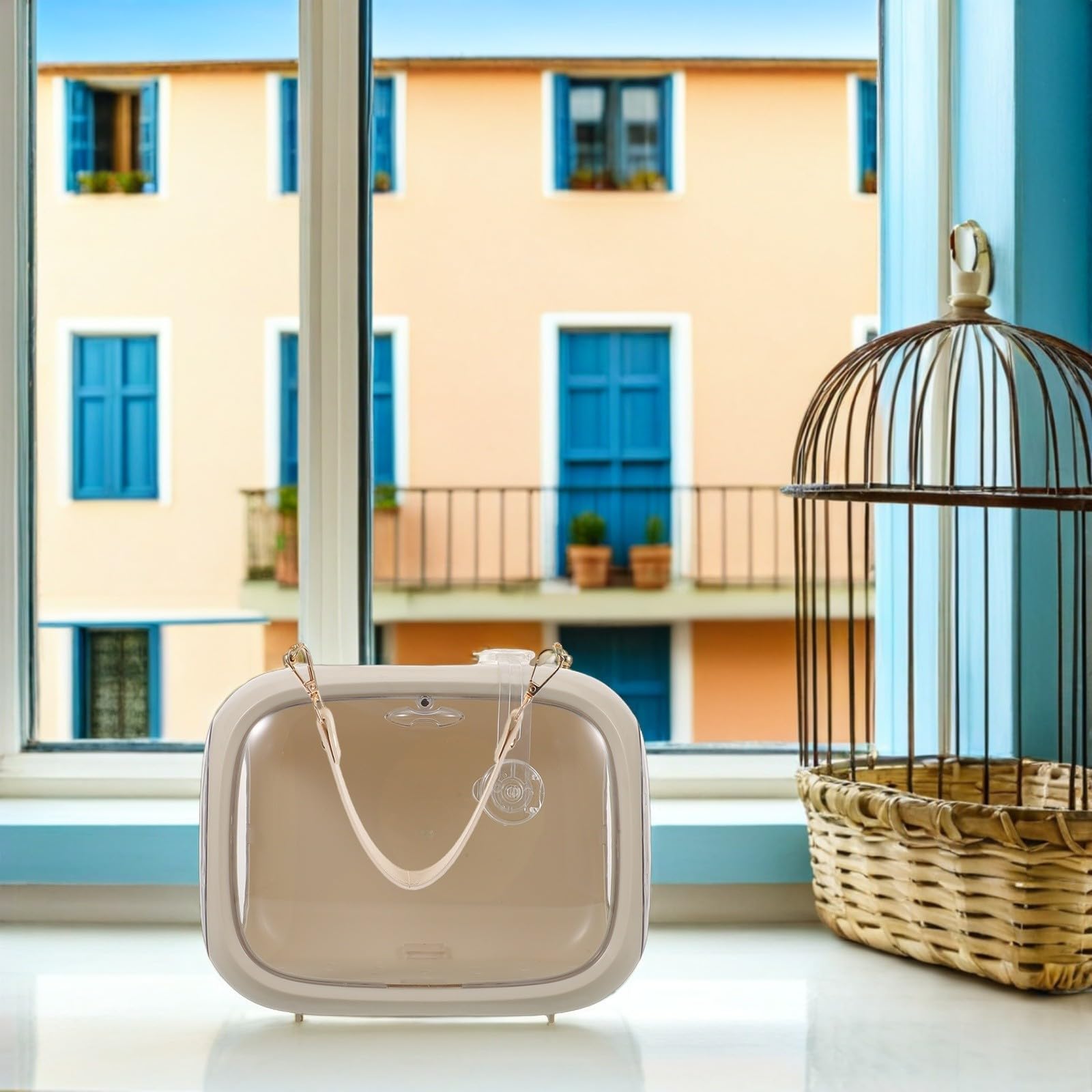 Tragbare Vogeltransportbox für Reisen, Beige Kunststoff, für