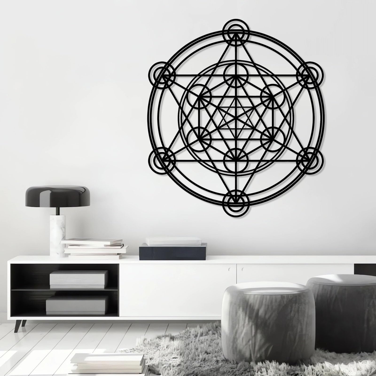 Generisch Wandkunst aus Metall in Form eines Metatron-Würfels, Wanddekoration mit Heiliger Geometrie, Kunst der Blume des Lebens, Metallkunstwerk-Dekoration, Moderne Skulptur, Heimdekoration für