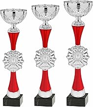 Tris Personalised Trophy Cups | Set of 3 ABS + Metal Cups with Marble Base and Printed Tag Included - Sports, Events, Corporate Awards