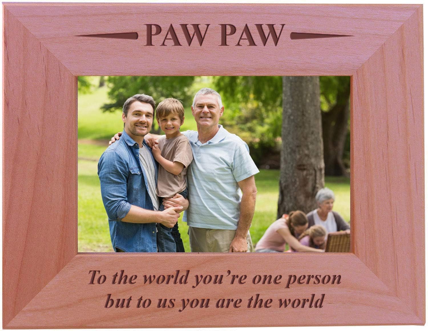 CustomGiftsNow Pawpaw - to The World You're one Person but to us You are The World - Engraved Wood Picture Frame (4x6 Horizontal)