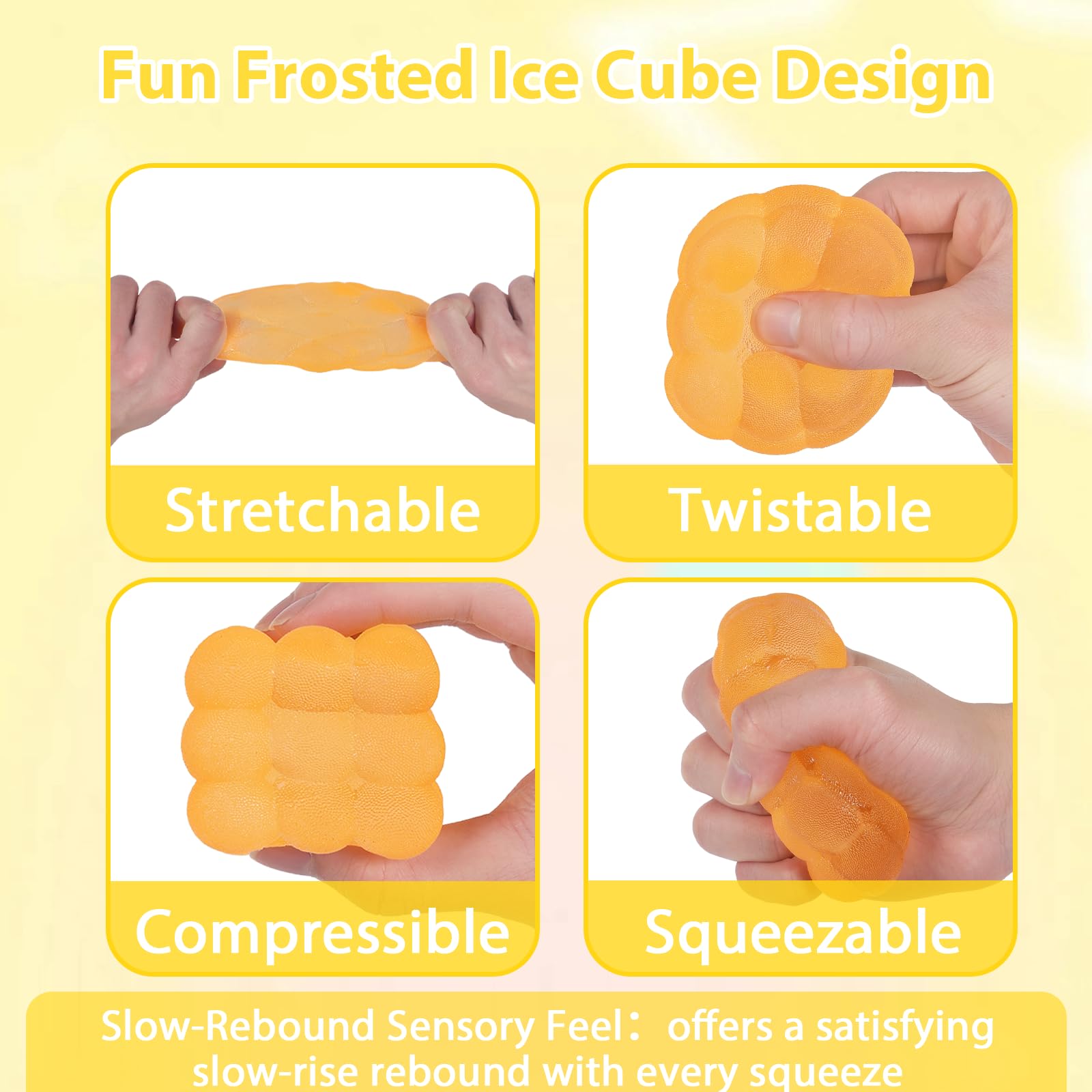 Ssqauvig Frosted Ice Cube Squishy, 5cm Stress Relief Cube Fidget Toy - Image 2