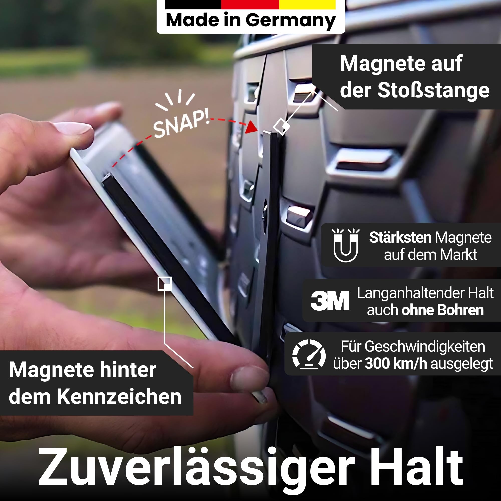 IVALITY® Magnet Kennzeichenhalter Rahmenlos für 2 Kennzeichen | Magnetische Nummernschildhalterung Auto | Kennzeichenhalterung Nummernschildhalter | Österreich Wechselkennzeichen
