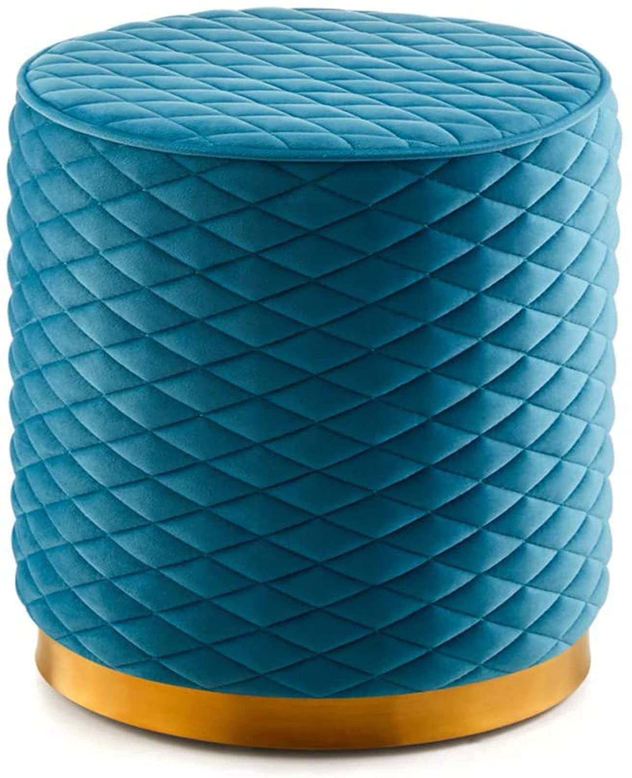 Tabouret rembourré compact moderne au design luxueux avec socle plaqué or