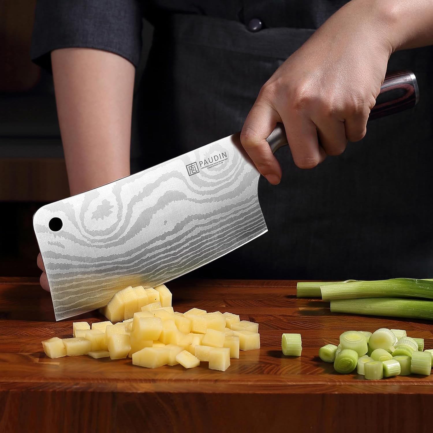 PAUDIN Cleaver Knife 7 Inch, Ultra Sharp High Carbon Steel Vegetable Meat Cleaver