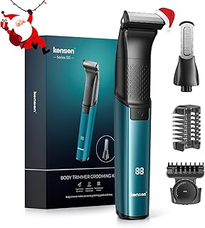 Body Hair Trimmer for Men - 6.0 Upgraded Electric Beard Trimmer, Christmas Gift 2-in-1 Dual-Head Shaver and Body Groomer for Face Body IPX6 Wet/Dry Use Groin & Ball Hair Painless Electric Razor Green
