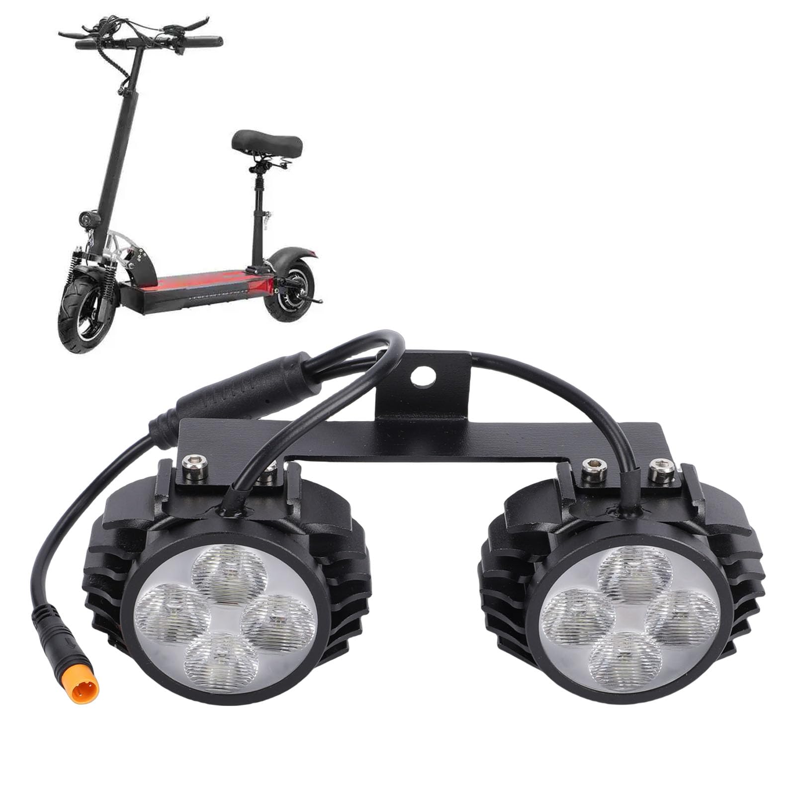 POENVFPO Feu Avant à Double Tête pour Scooter électrique, Lampe de Guidon LED Haute luminosité pour Batterie 48 V, Alliage D'aluminium, Durable, Installation Facile, visibilité Super