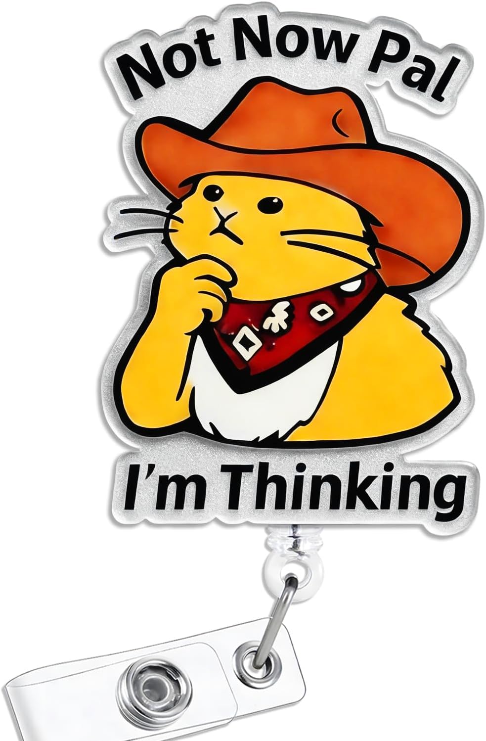 Funny I'm Thinking Nurse Badge Reel, Cute Cat Nursing Badge Holder with Retractable Clip, Name Tag Pediatric Work Badge Buddy, Gifts for Medical Student RN LPN CNA MA Teacher Doctor
