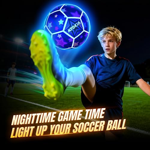 Miniatura 4 de Balón de fútbol iluminado que brilla en la oscuridad, tamaño 5, regalos deportivos para interiores y exteriores, ideas de cumpleaños para niños de 3
