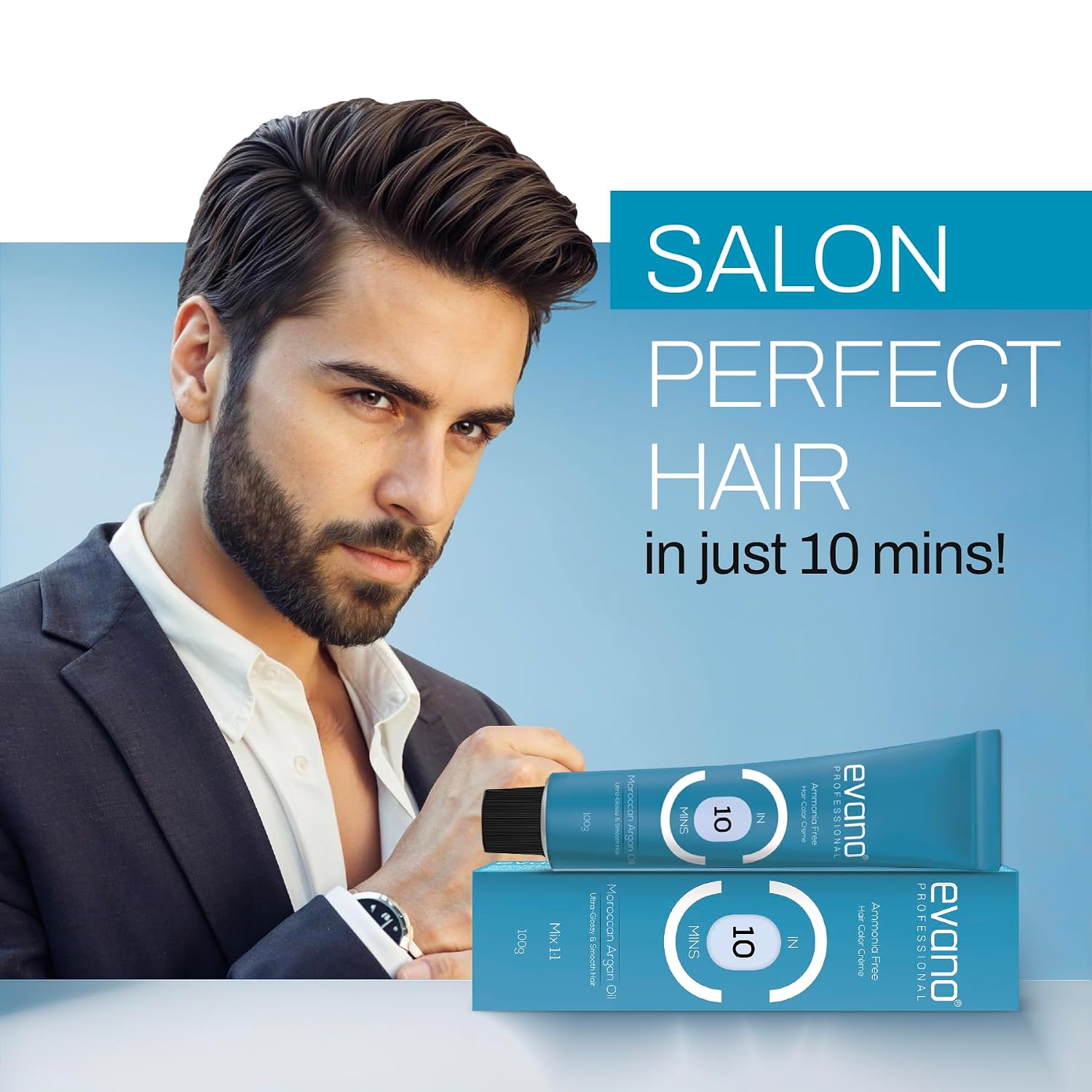 Evano Professional Creme Hair Colour Dark Brown, 100g, Ammonia Free, 100% Grey Coverage in 10 Minutes, Salon Quality Hair Color for Women & Men