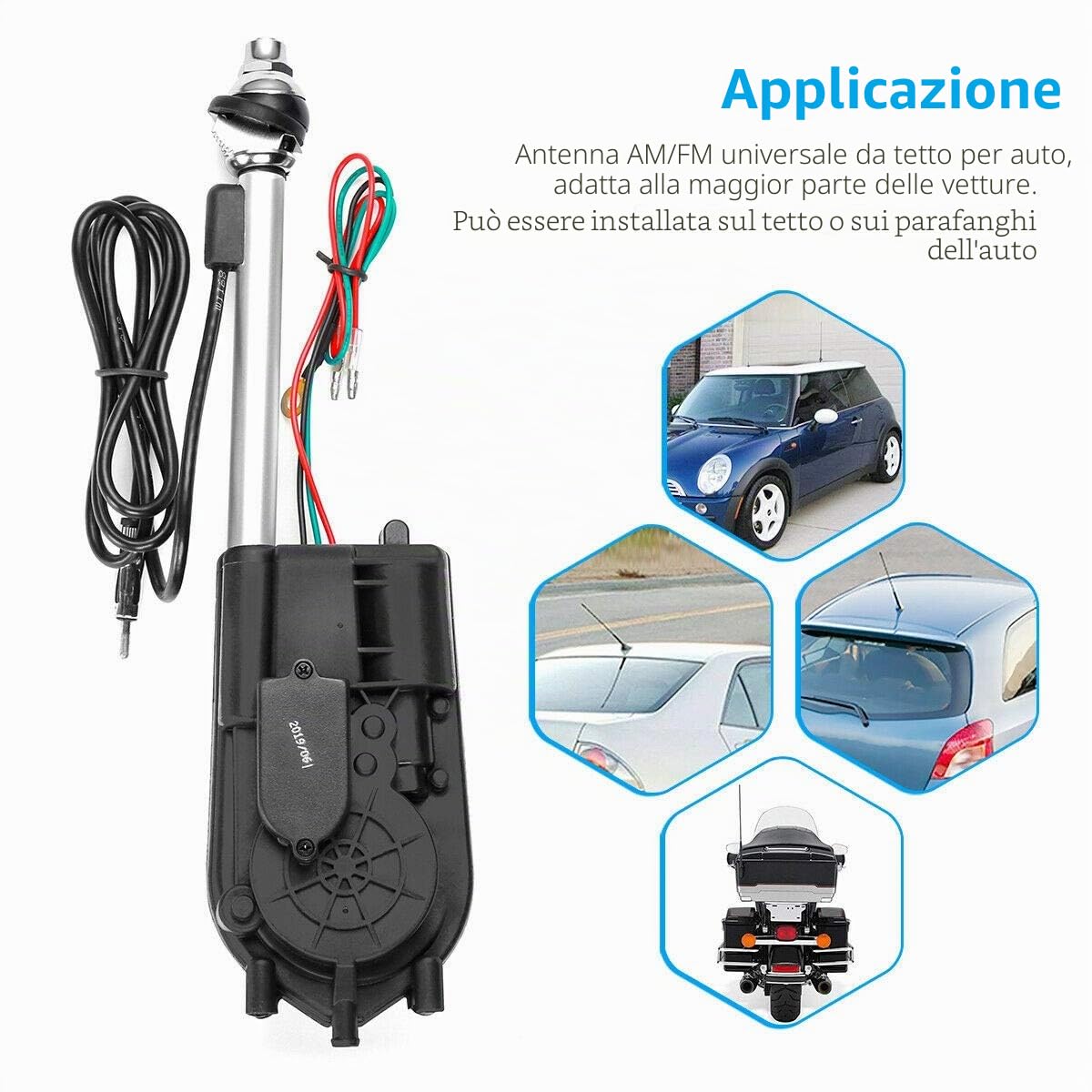 Antenna automatica elettrica universale auto SUV AM & FM Radio albero antenna 12V