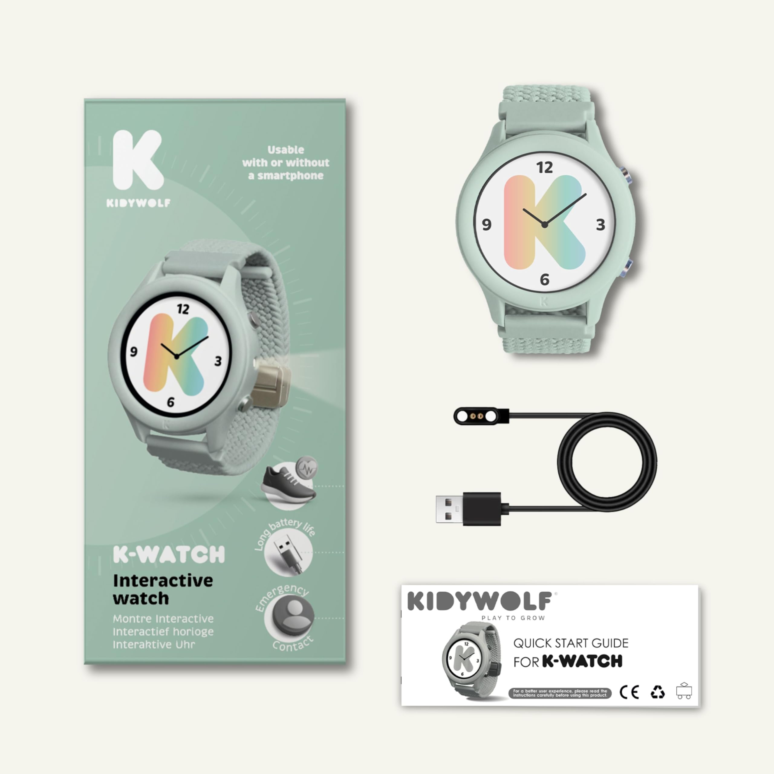 KIDYWOLF - K-Watch Grüne - Deine Interaktive Kinderuhr ab 8 Jahren - Coole Digitale Armbanduhr mit OLED & Taschenlampe